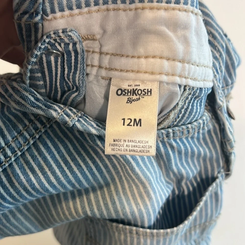 OshKosh B'gosh Blue Denim Overalls - 12m,‎ railroad